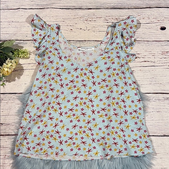 Amanda Uprichard Star Patterned Ruffle Flutter Tank - Picture 1 of 6